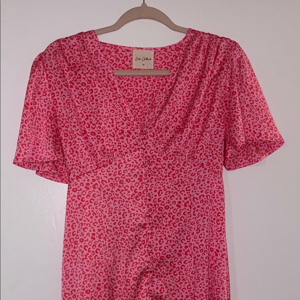Pink Leopard Print Maxi Dress